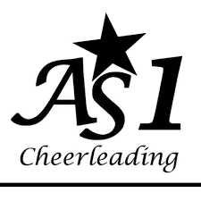 Logo for AS1 Cheerleading: Black text with a star above