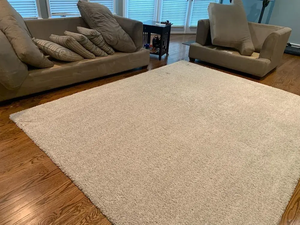 Wool area rug restored to its original texture after cleaning for a Clementon home